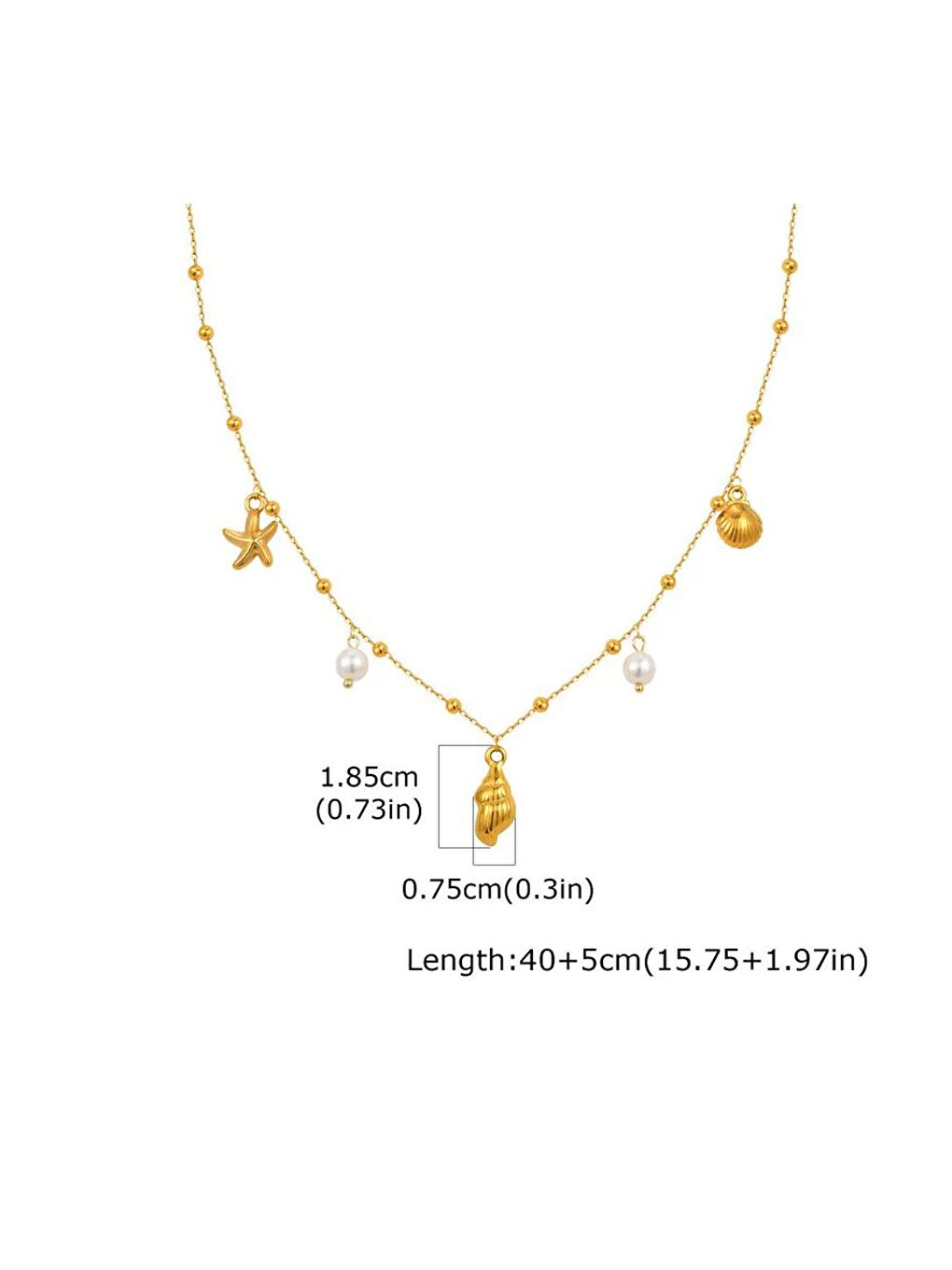 Sarı Deniz Charm Sallantılı Çelik Kolye-4