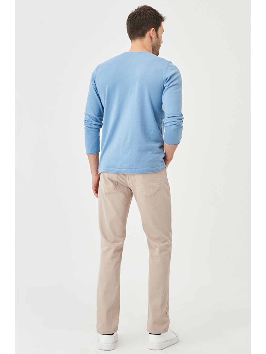 Bej Erkek Taş 360 Derece Her Yöne Esneyen Slim Fit Dar Kesim Pamuklu Rahat Pantolon-3