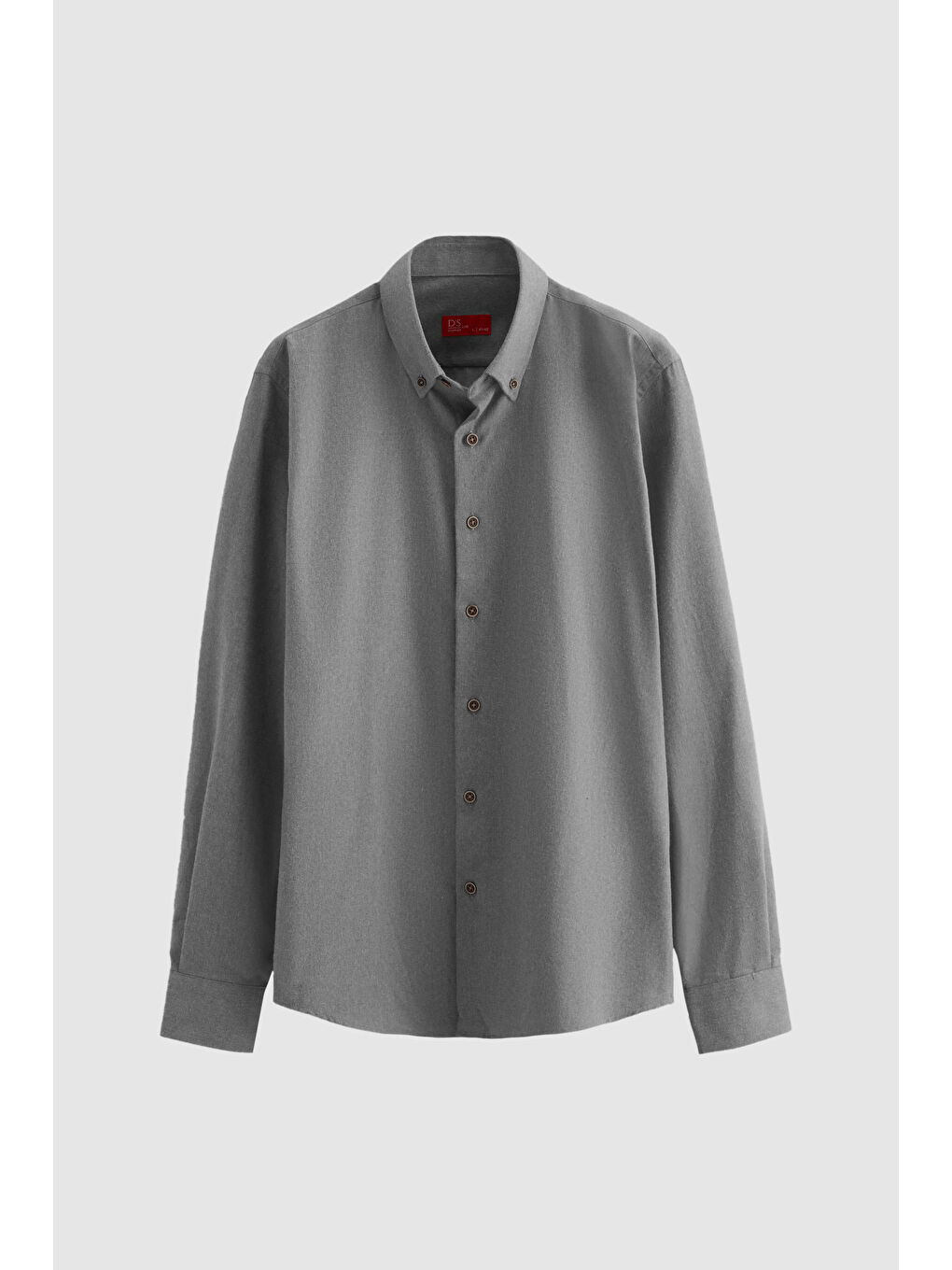 Regular Fit Gri Düz Kışlık Flanel Gömlek