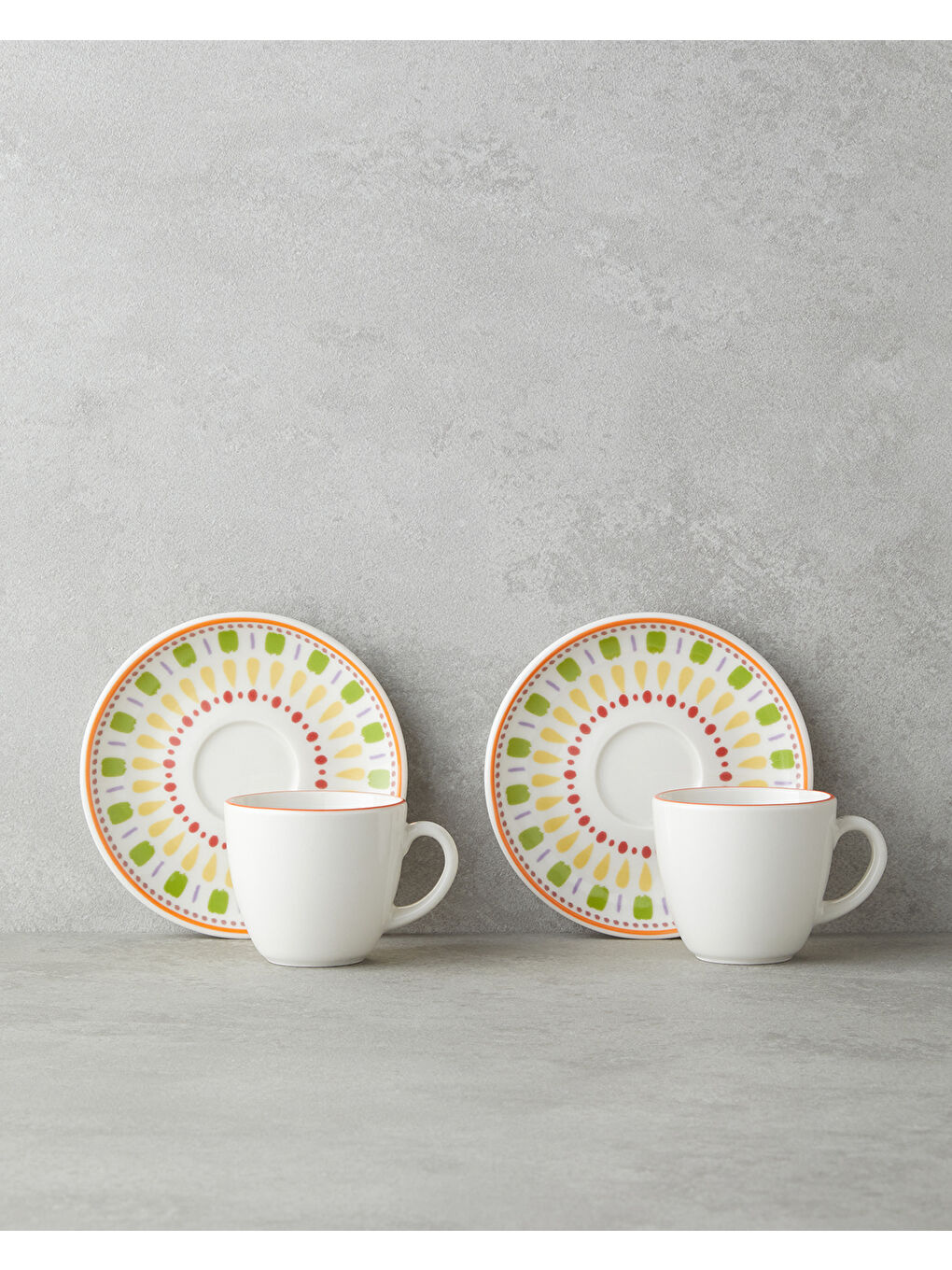 Beyaz Livia Bone Porselen 4 Parça 2 Kişilik Kahve Fincan Takımı 90 ml Renkli-1