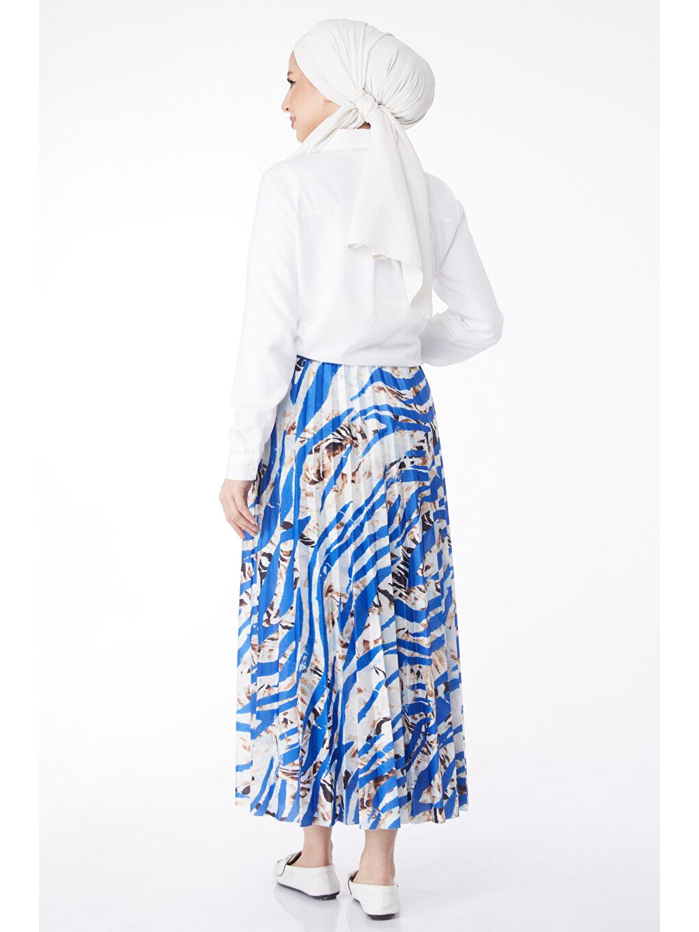 Orta Kadın Mavi Desenli Etek - 24218-4