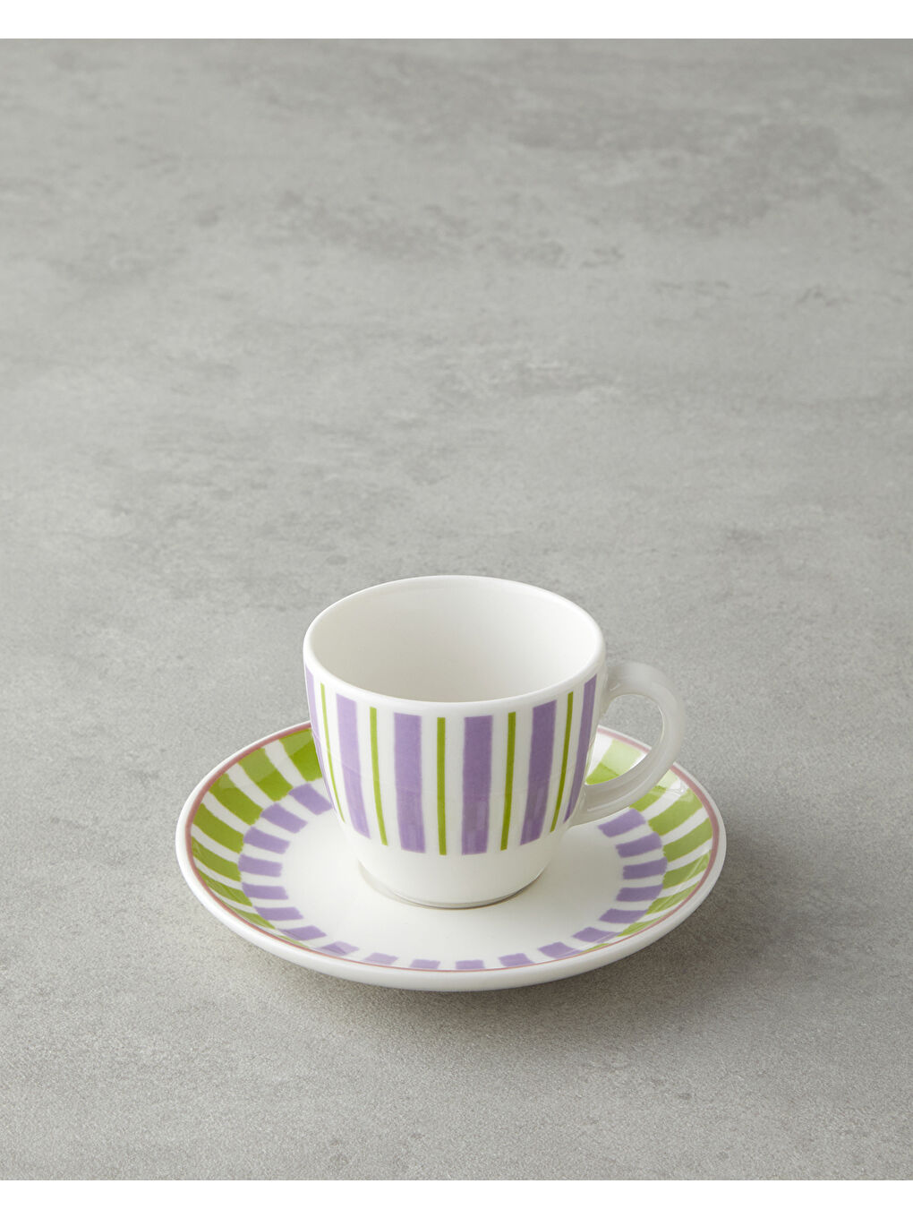 Mor Arian Bone Porselen 4 Parça 2 Kişilik Kahve Fincan Takımı 90 ml Yeşil-mor-2