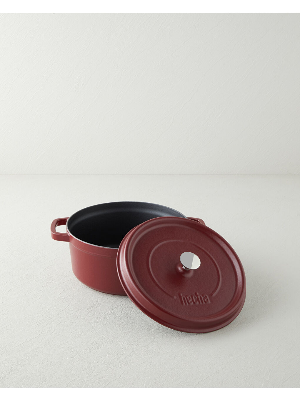 Hecha Demir Döküm Derin Tencere 24 cm Mat Bordo-1