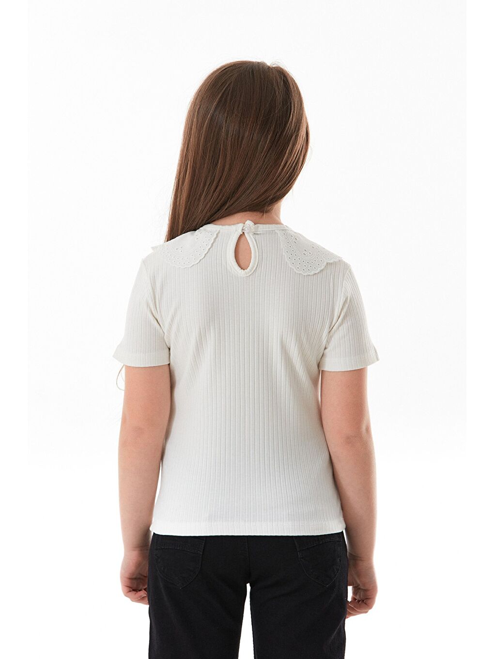 Ekru Bebe Yaka Fitilli Kız Çocuk Bluz-3