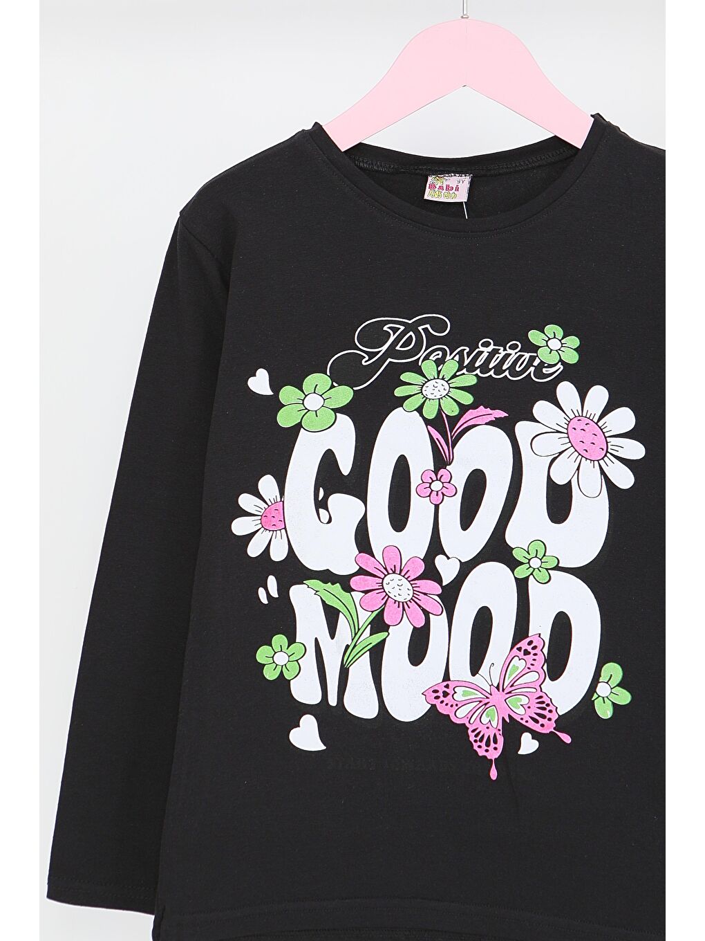 Kız Çocuk Siyah Uzun Kollu Baskılı Penye Badi - 27691-1