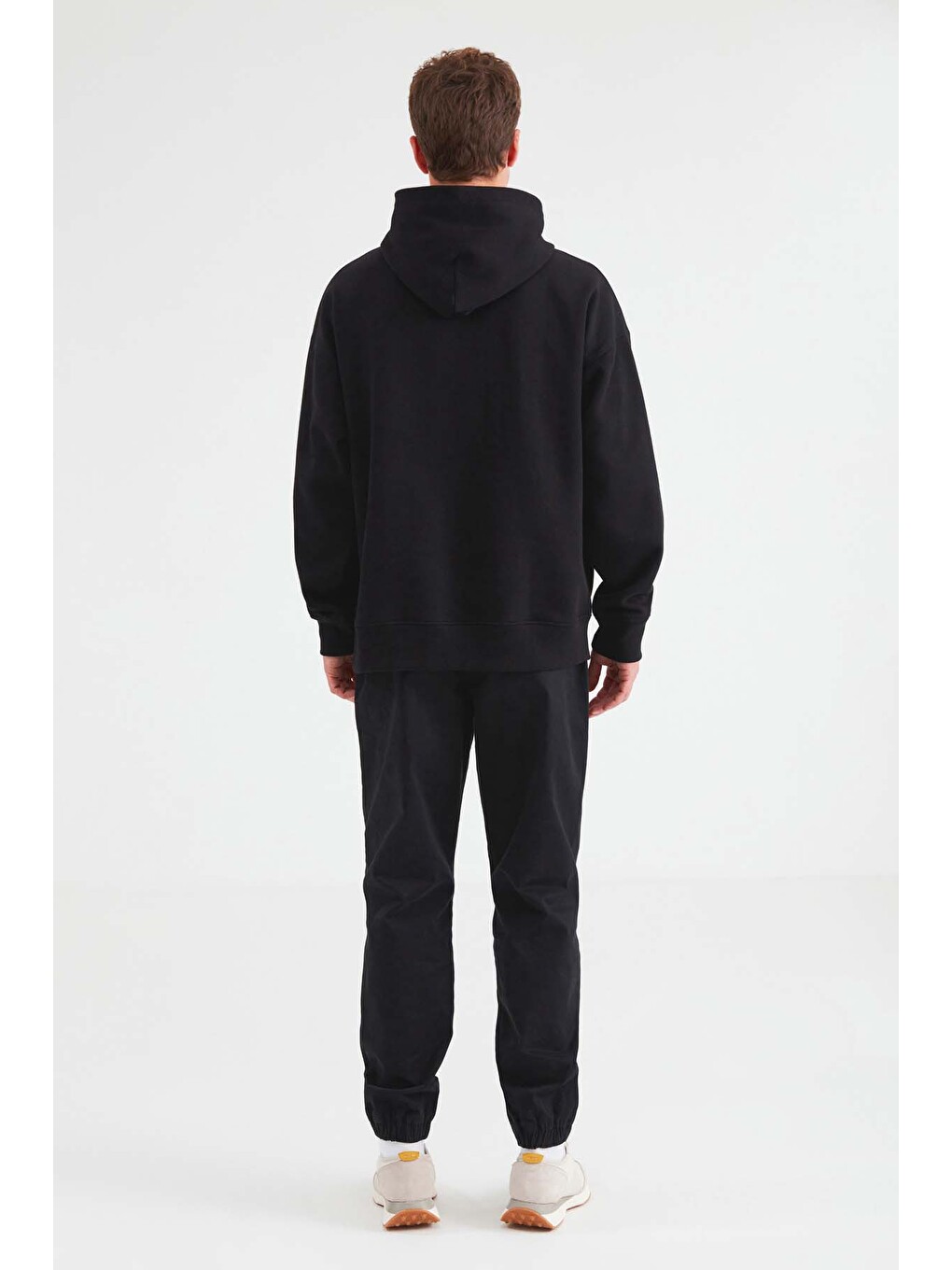 Mood Erkek İçi Polarlı Yazı Baskılı Yakası Çıtçıtlı Kapüşonlu Siyah Sweatshirt-5