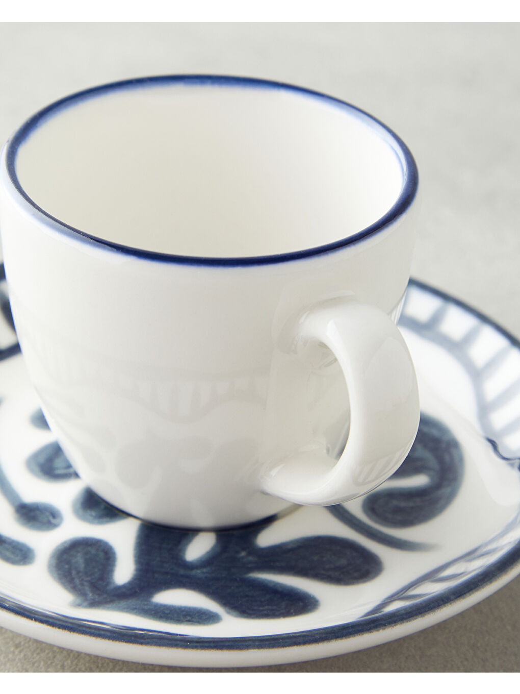 Bonnie Bone Porselen 4 Parça 2 Kişilik Kahve Fincan Takımı 90 ml Koyu Mavi-3