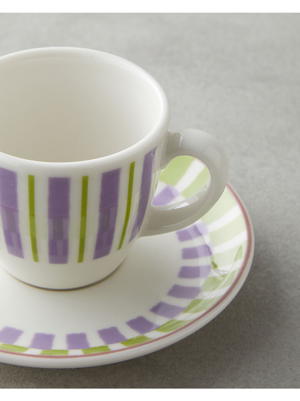 Mor Arian Bone Porselen 4 Parça 2 Kişilik Kahve Fincan Takımı 90 ml Yeşil-mor-3