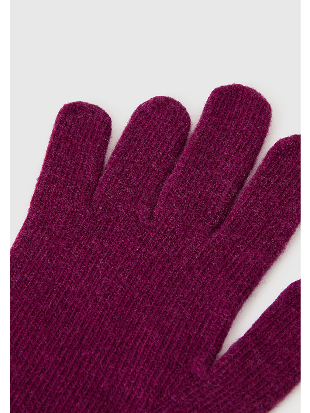 Kadın Mürdüm %100 Yün Bilek Detaylı Düz Eldiven-1