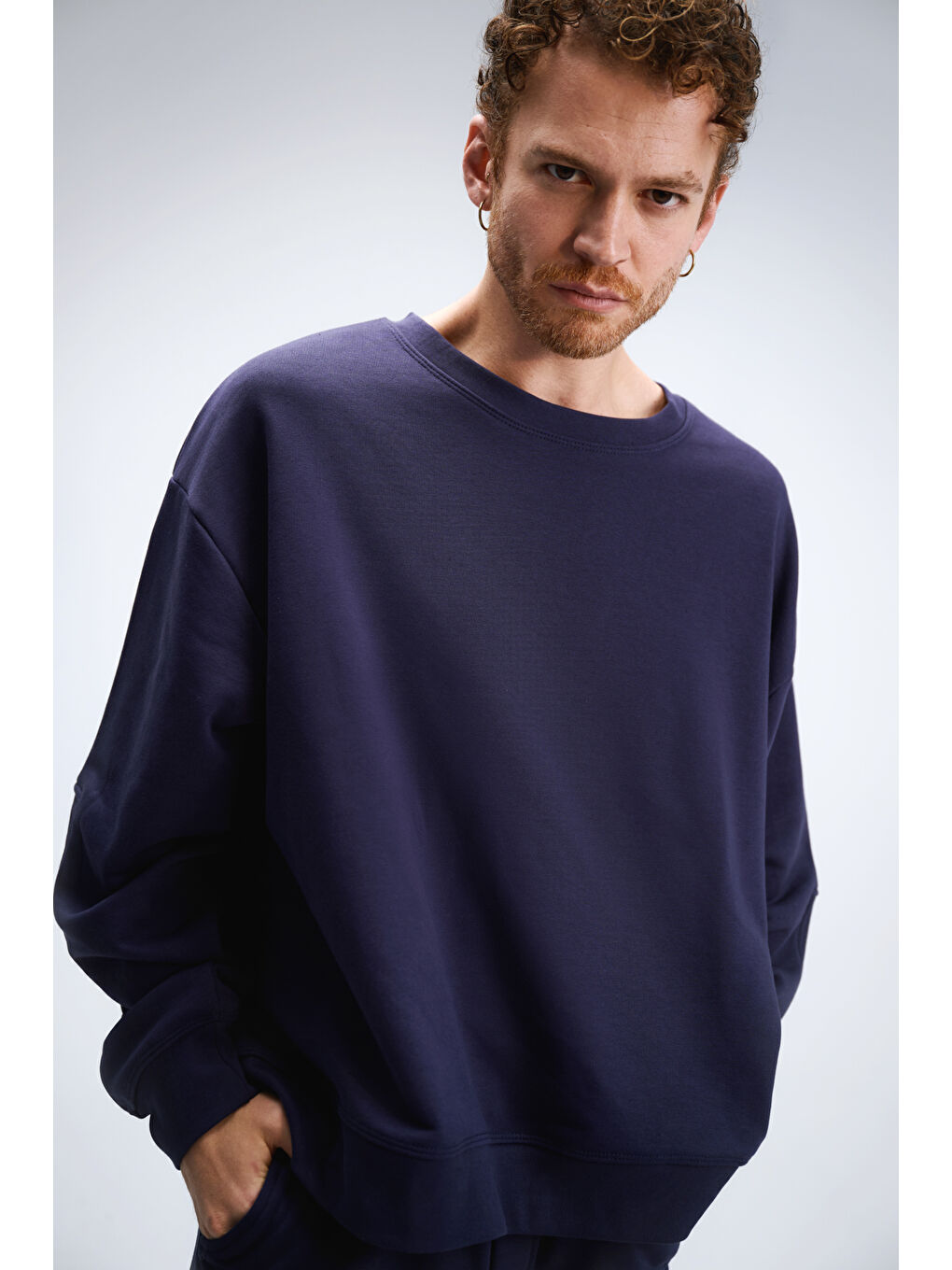Erkek Timeless Oversize Lacivert Sweatshirt-1