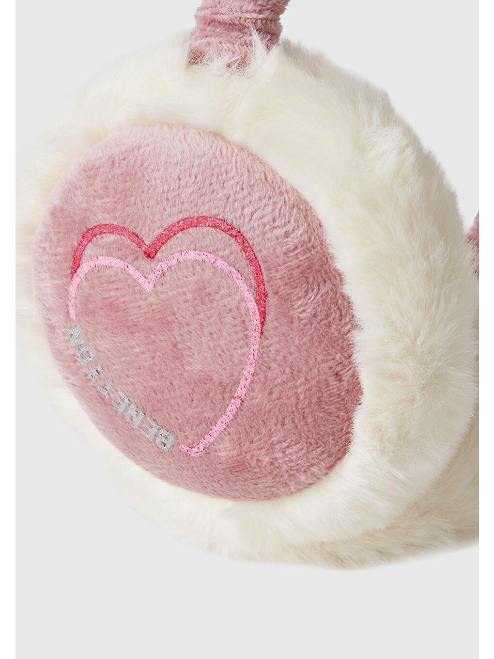 Pembe Kız Çocuk Gül Kurusu Kauçuk Baskılı Mikrofiber Pelüş Kulaklık-2