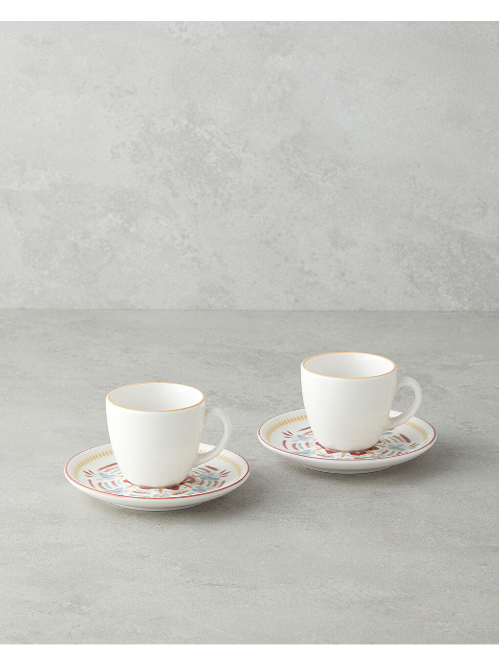 Beyaz Elvina Bone Porselen 4 Parça 2 Kişilik Kahve Fincan Takımı 90 ml Renkli