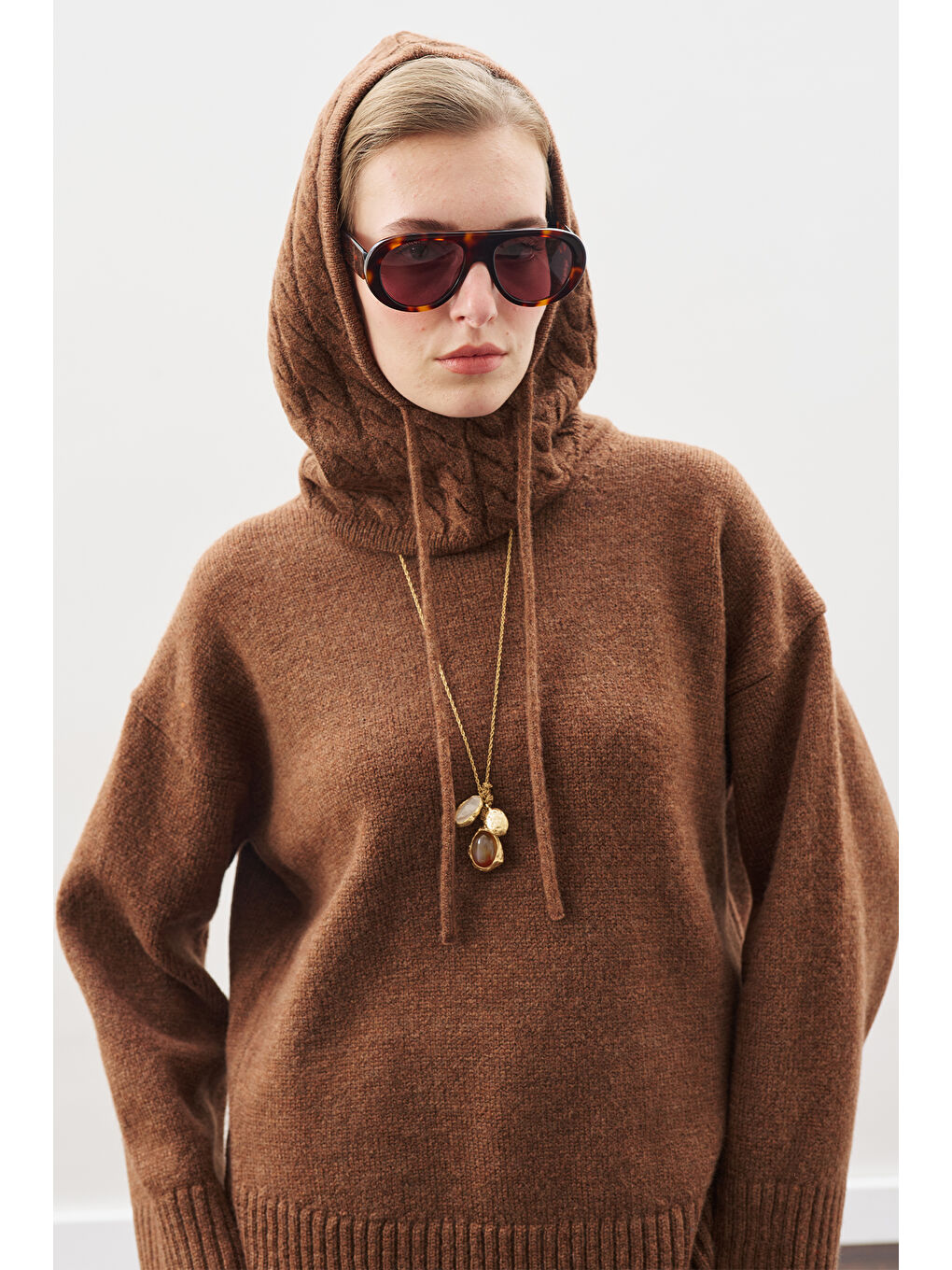 Kahverengi Triko Balaklava Sıcak Kahve-1