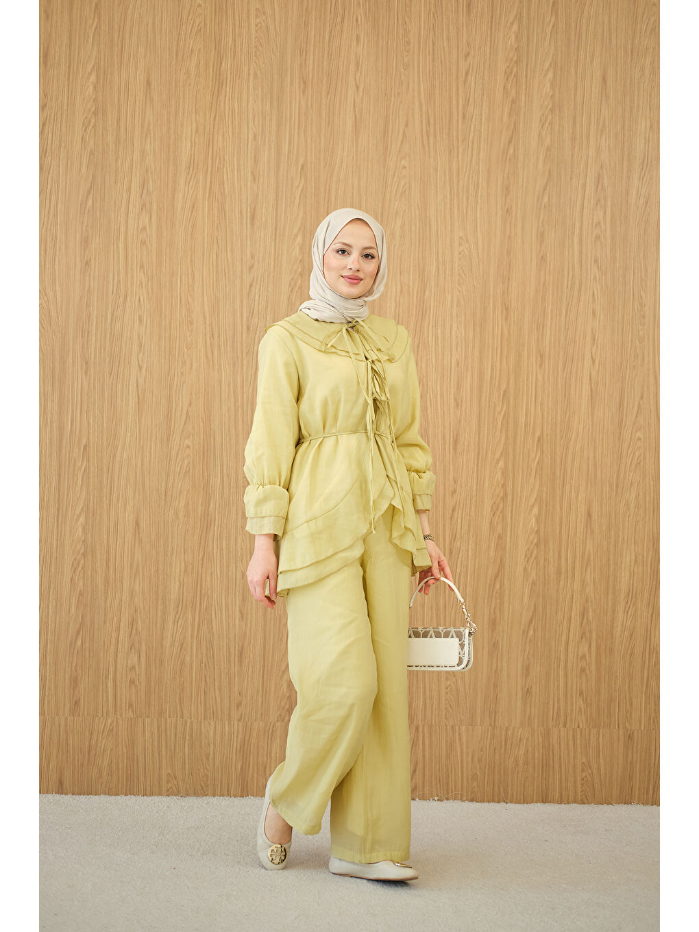 Kadın Bel Bağlamalı Takım Yağ Yeşil