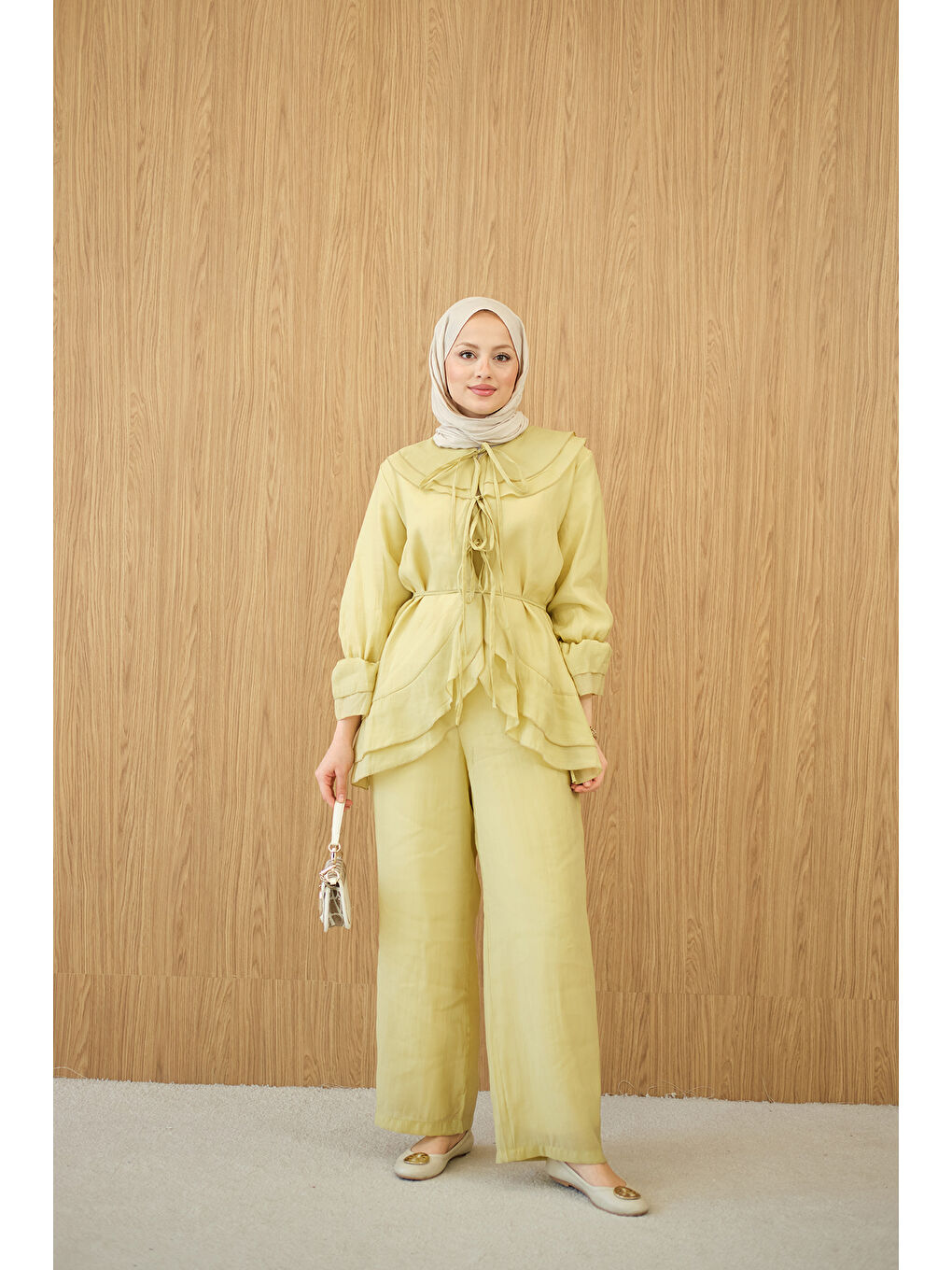 Kadın Bel Bağlamalı Takım Yağ Yeşil-1