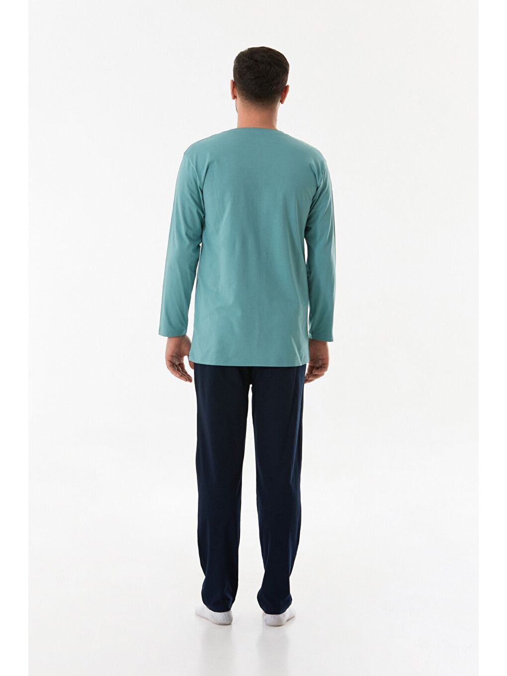 Mavi Wild But Free Yazı Kabartmalı Bisiklet Yaka Pijama Takımı-2