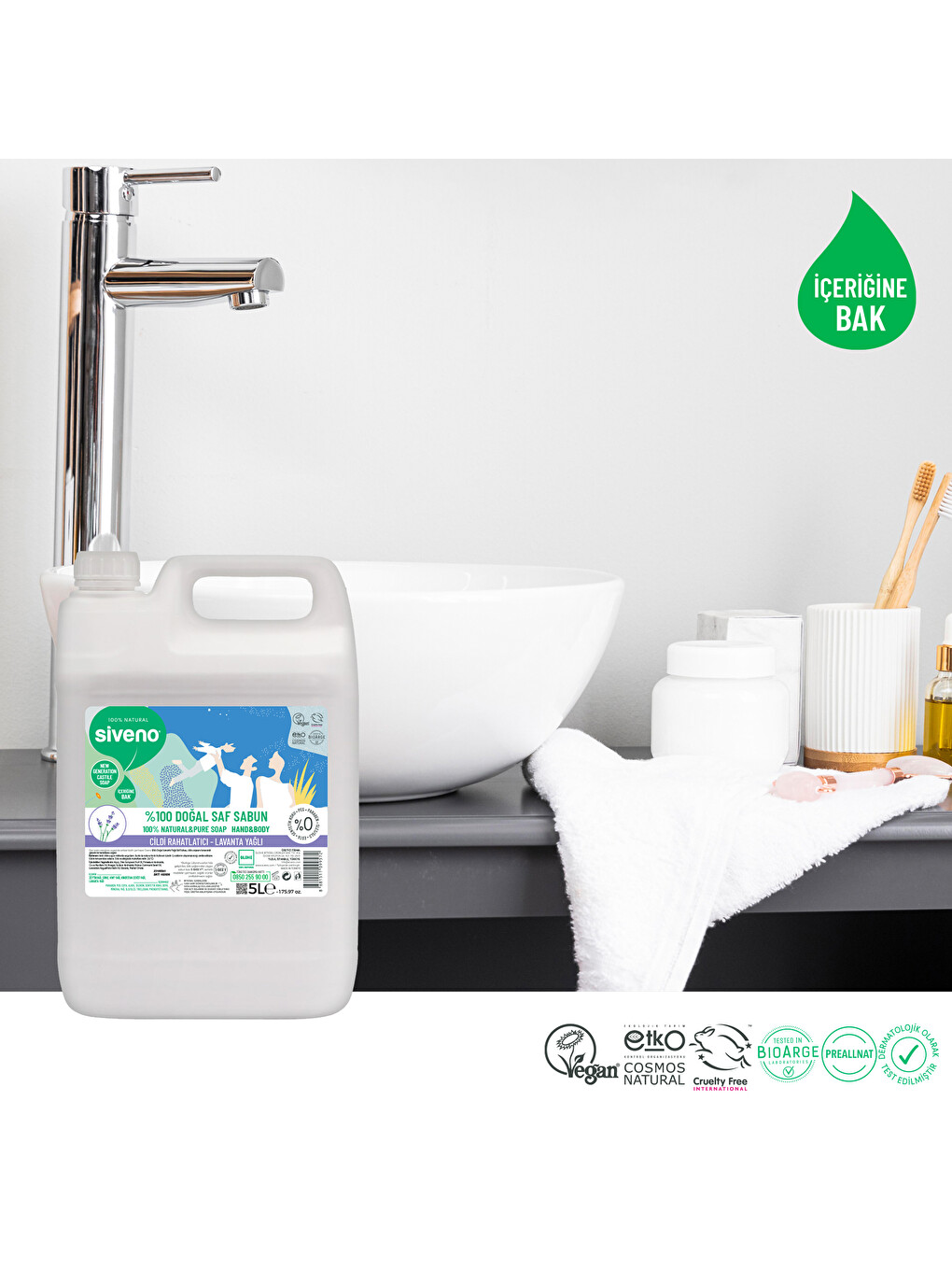 %100 Doğal Sıvı Kastil Sabun Lavanta Yağlı Yoğun Nemlendirici Arındırıcı Bitkisel Vegan 5000 ml-1