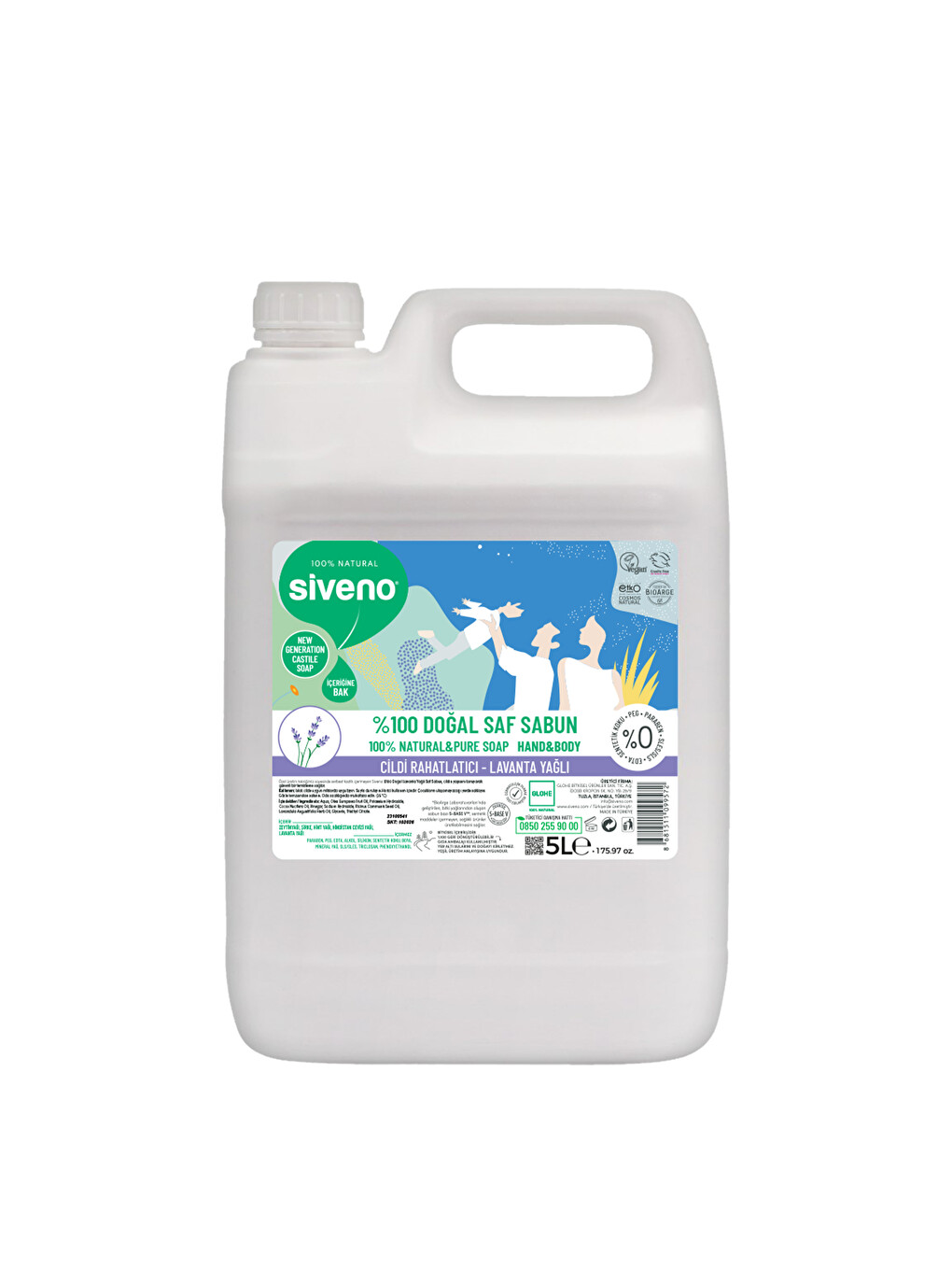 %100 Doğal Sıvı Kastil Sabun Lavanta Yağlı Yoğun Nemlendirici Arındırıcı Bitkisel Vegan 5000 ml-3