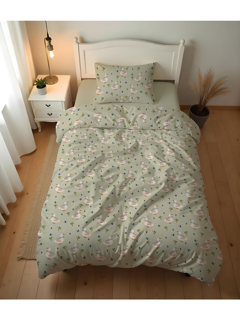 Karışık Hayvan desen çift taraf baskılı tek kişilik/çocuk nevresim seti  160x220 cm-4
