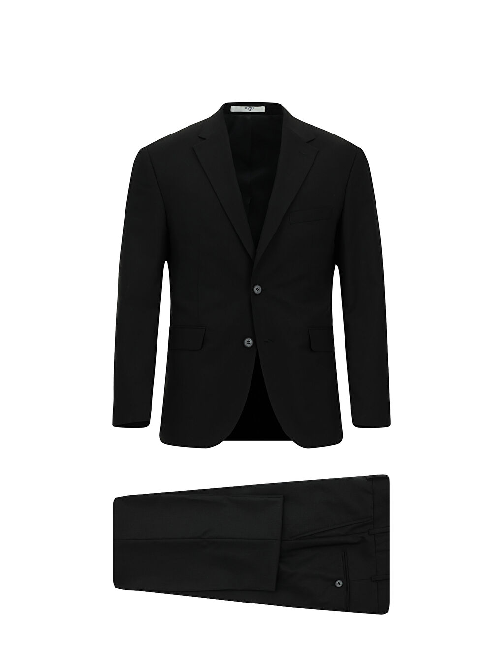 Siyah Regular Fit Düz Klasik Mono Yaka Takım Elbise