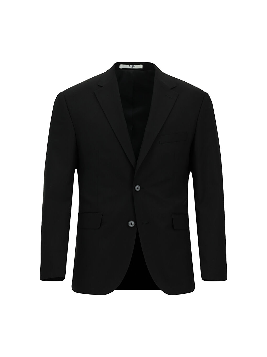 Siyah Regular Fit Düz Klasik Mono Yaka Takım Elbise-1