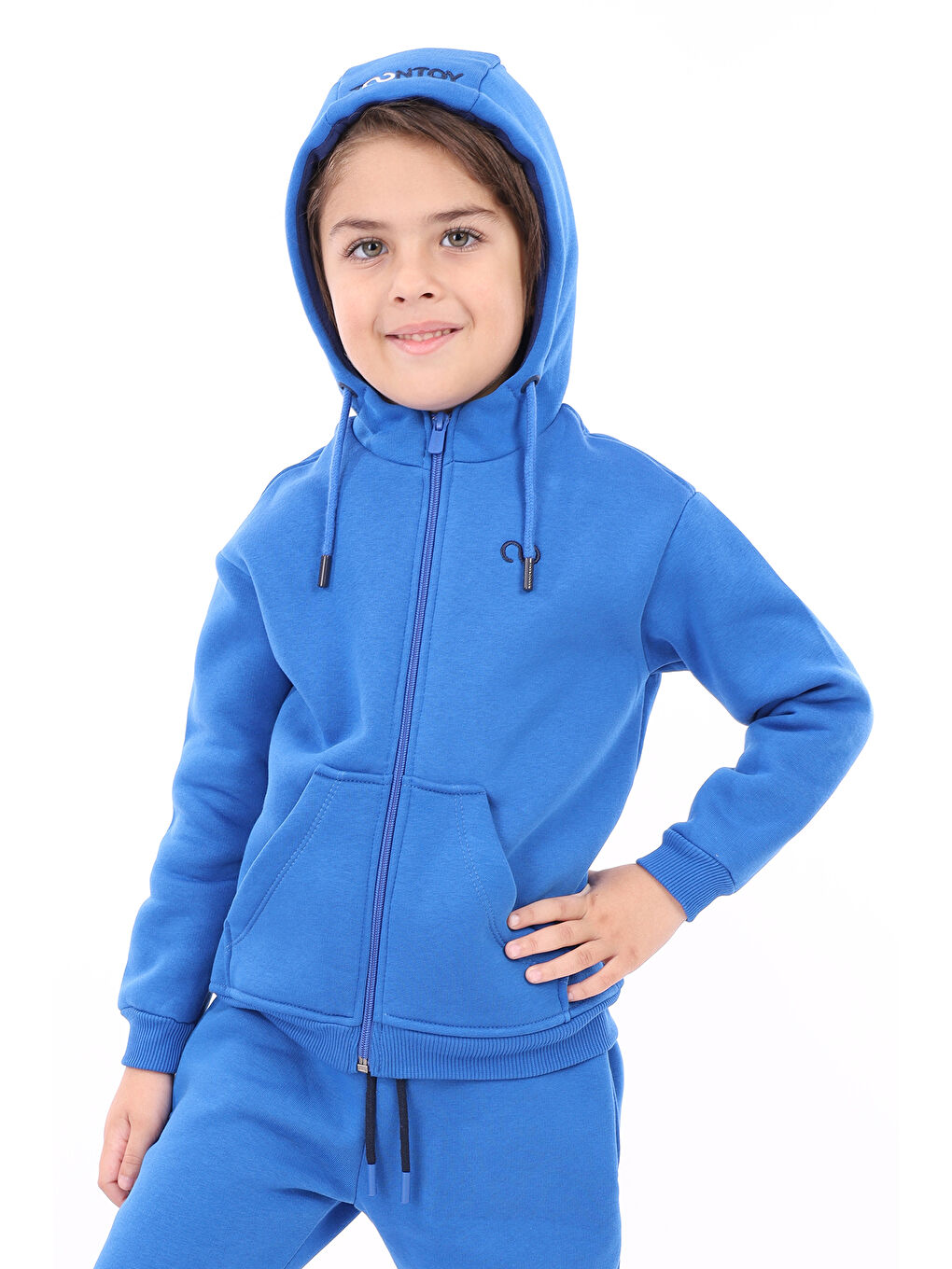 Toontoykids Mavi Unisex Çocuk Nakışlı Hırka