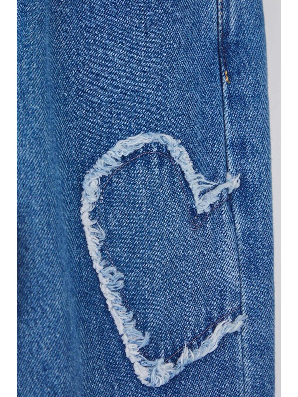 Mavi Kız Çocuk Kalp Desenli Bol Paça Jean Pantolon 5-15 Yaş-2