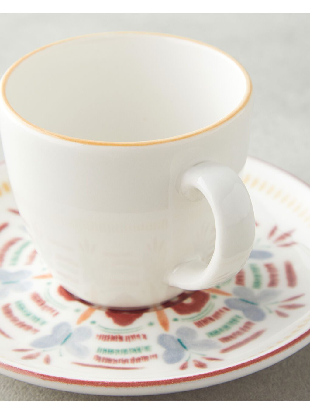 Beyaz Elvina Bone Porselen 4 Parça 2 Kişilik Kahve Fincan Takımı 90 ml Renkli-3