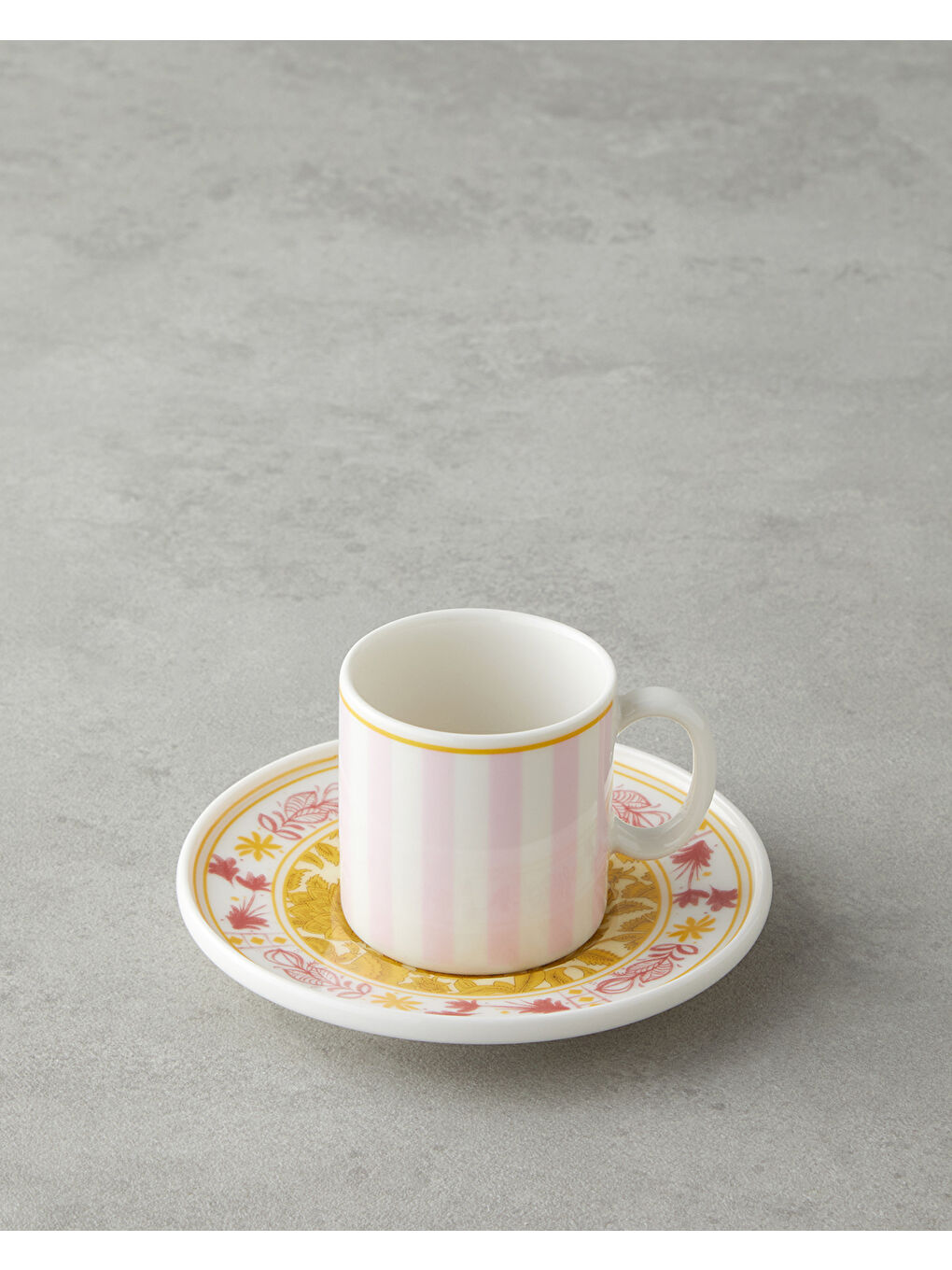 Viora Bone Porselen 4 Parça 2 Kişilik Kahve Fincan Takımı 90 ml Pembe - Sarı-2