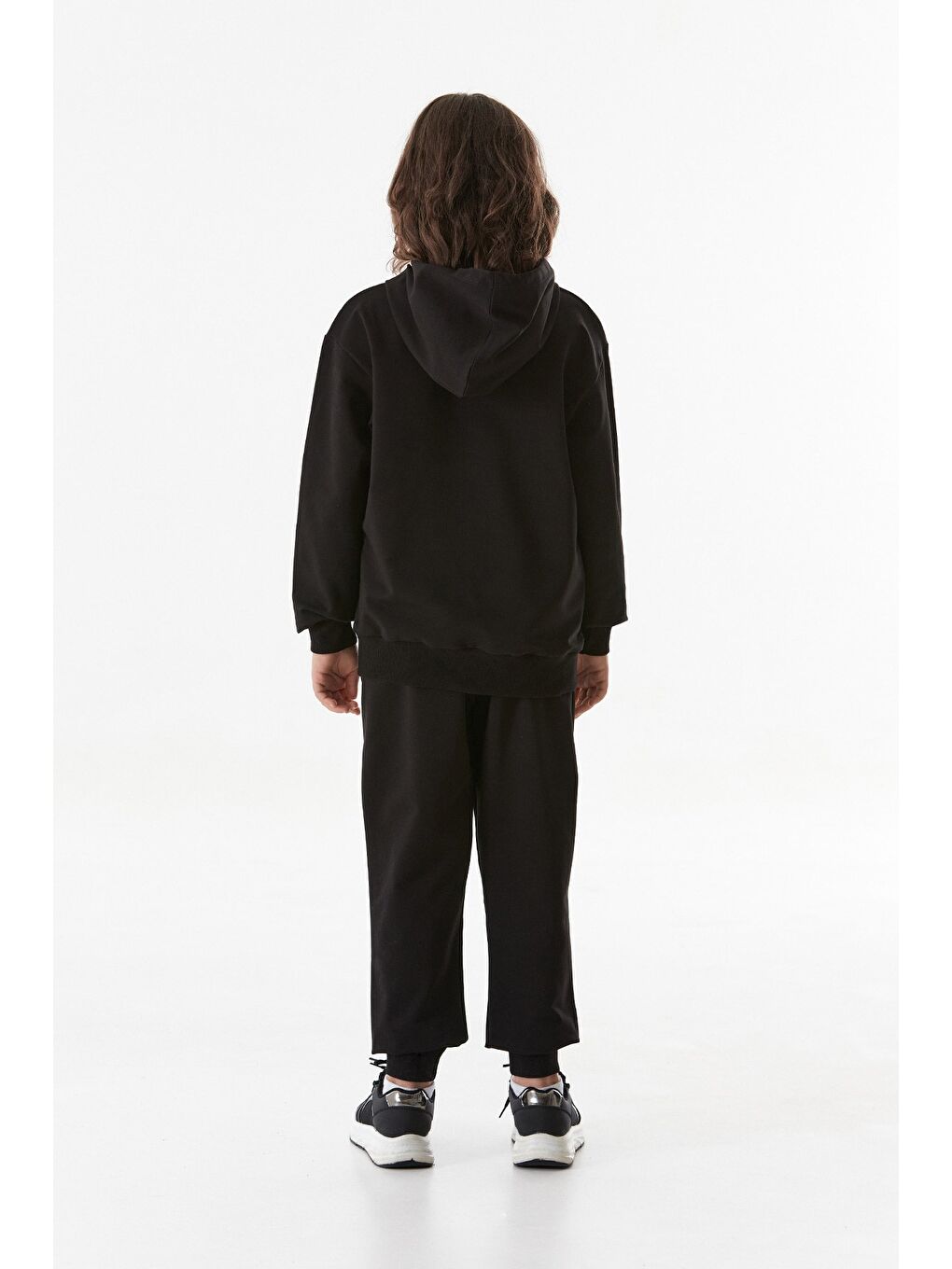 Siyah Yazı Baskılı Jogger Kız Çocuk Eşofman Takımı-2