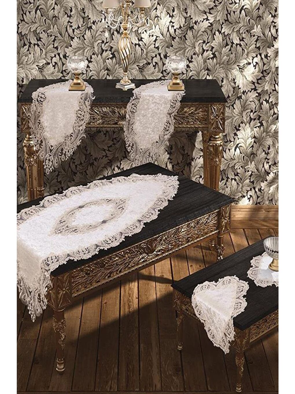 Ekru Elegance Salon Takımı 5 Parça Krem