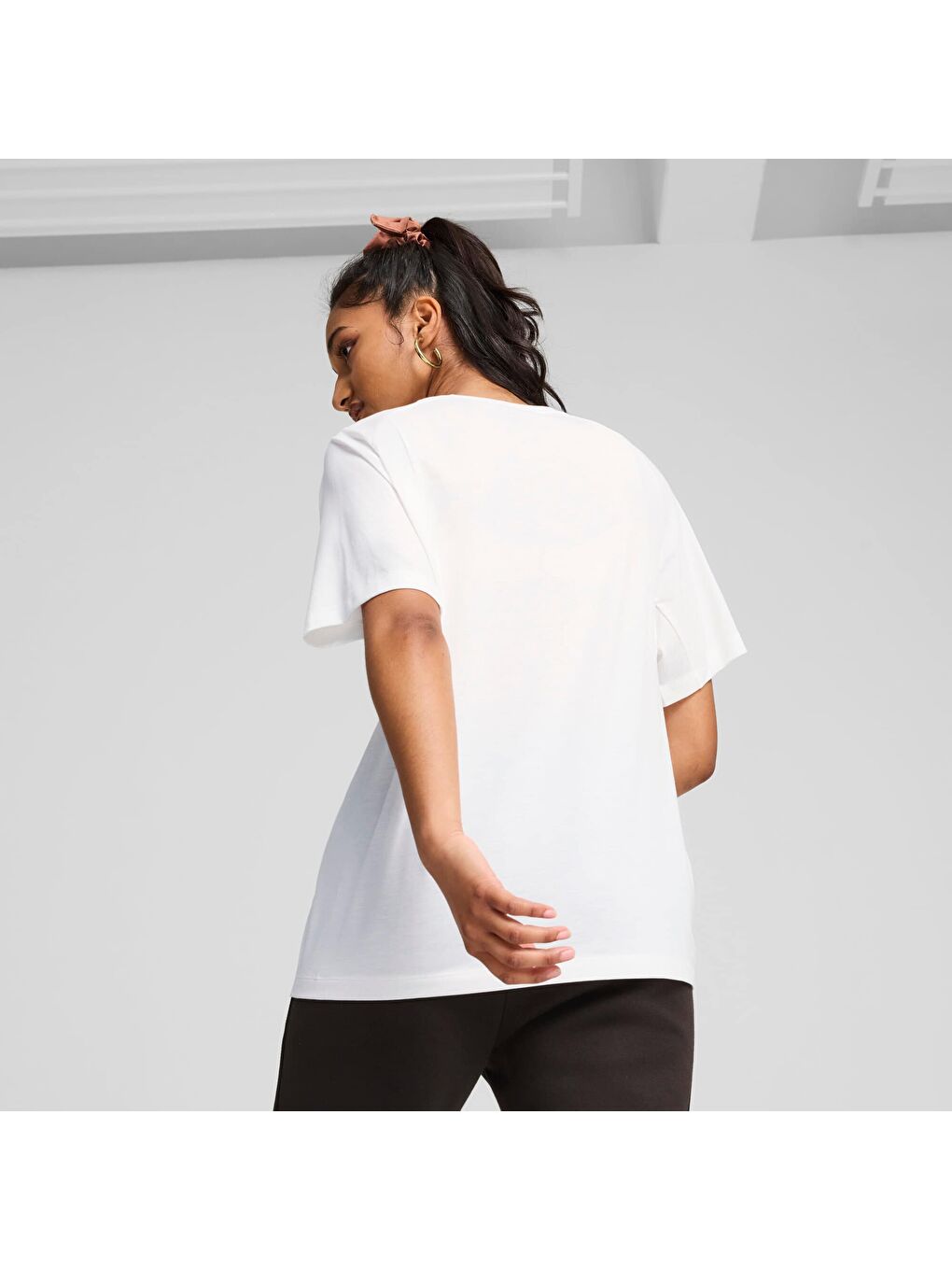 Beyaz EVOSTRIPE Kadın Tişört-2