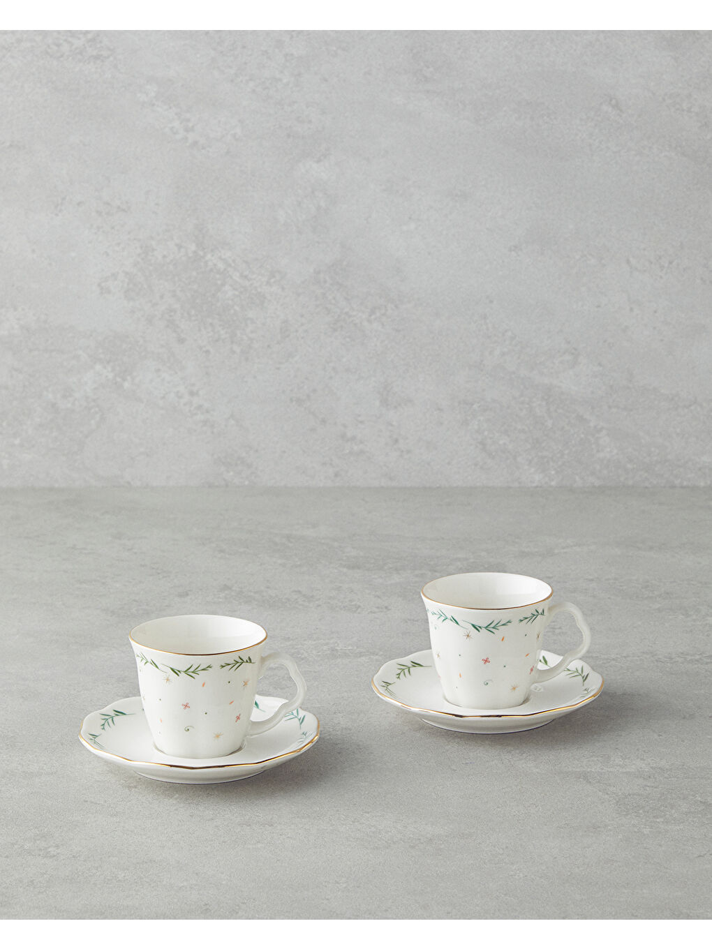 Beyaz Floria Bone Porselen 4 Parça 2 Kişilik Kahve Fincan Takımı 80 ml Renkli