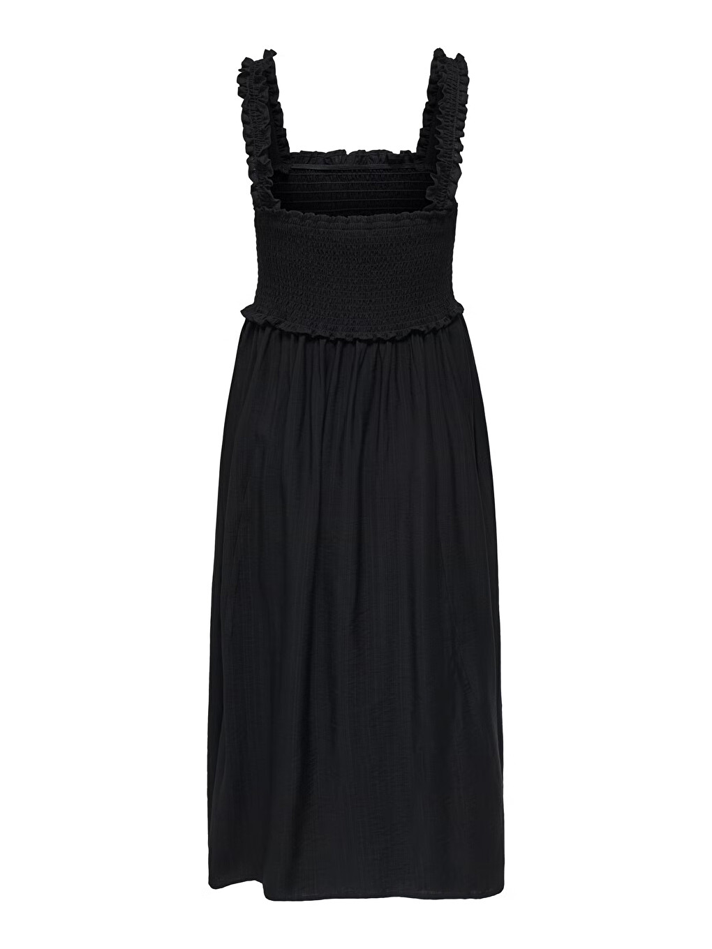 Siyah Onllumira Regular Fit Kare Yaka Askılı Maxi Elbise 15382450-1