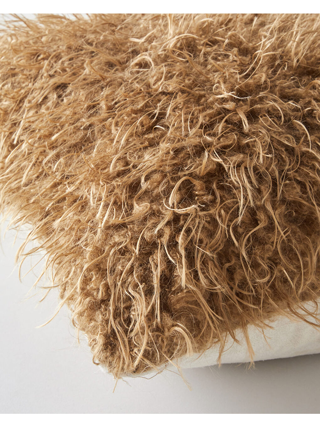 Fluffy Kırlent Kılıfı 45x45 cm Açık Kahverengi-1