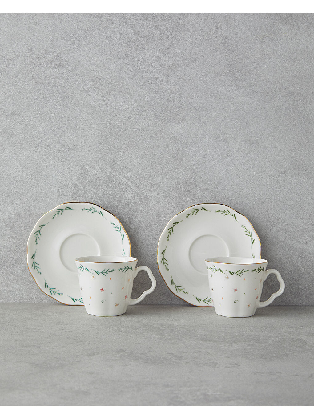 Beyaz Floria Bone Porselen 4 Parça 2 Kişilik Kahve Fincan Takımı 80 ml Renkli-1