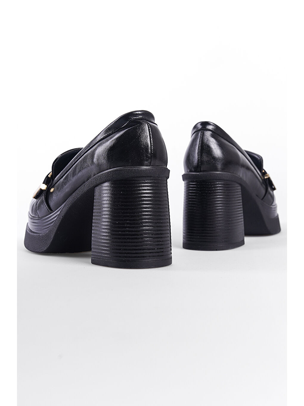 Siyah Rowena Yüksek Tabanlı Topuklu Tokalı Loafer Kadın Ayakkabı-3