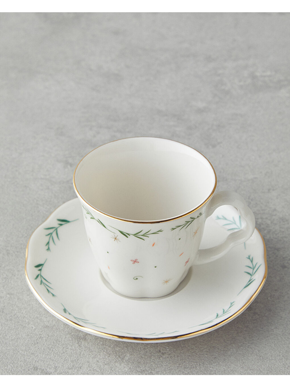 Beyaz Floria Bone Porselen 4 Parça 2 Kişilik Kahve Fincan Takımı 80 ml Renkli-2