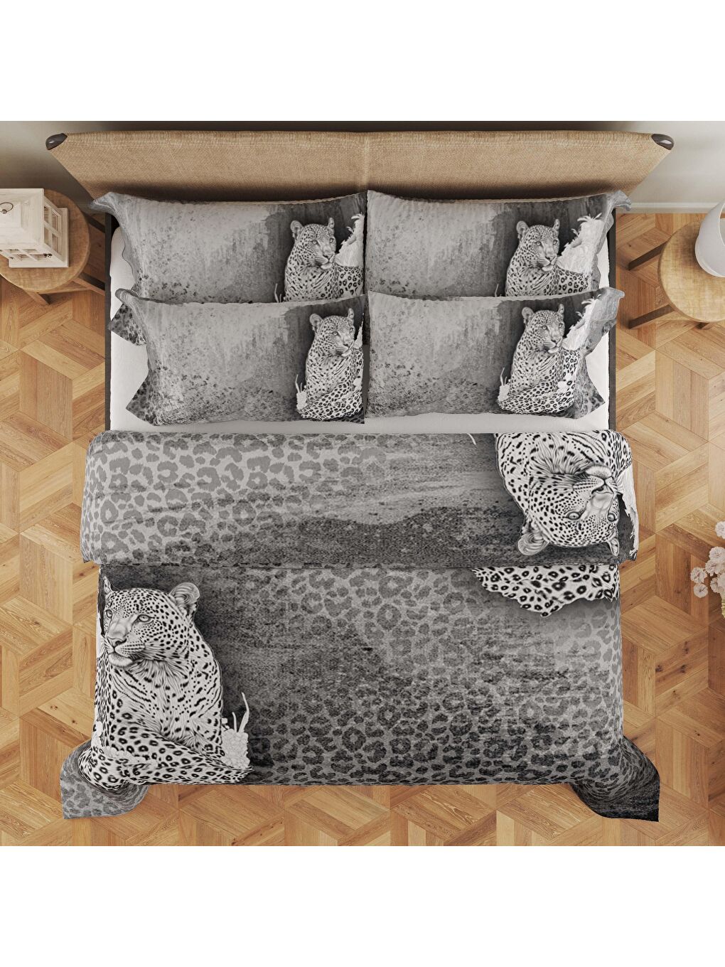 Karışık Baskılı,Desenli Çift Kişilik Nevresim Takımı (ÇARŞAFSIZ) 200x220 cm-1