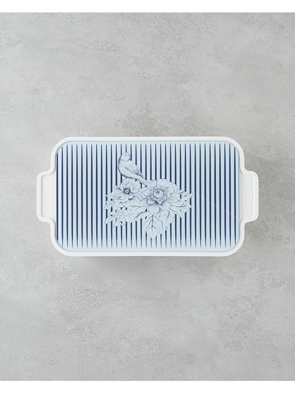 Artistic Garden Melamin 6'lı Kahvaltılık 39x21 cm Beyaz - Lacivert-1