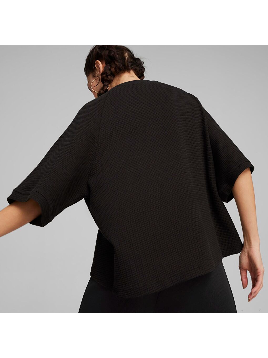 Infuse Relaxed Kadın Siyah Yuvarlak Yaka Tişört-2