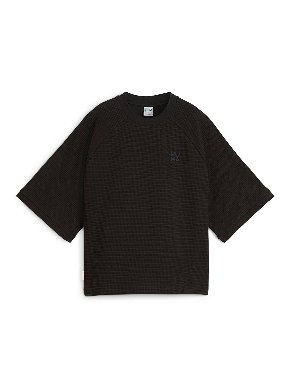 Infuse Relaxed Kadın Siyah Yuvarlak Yaka Tişört-3