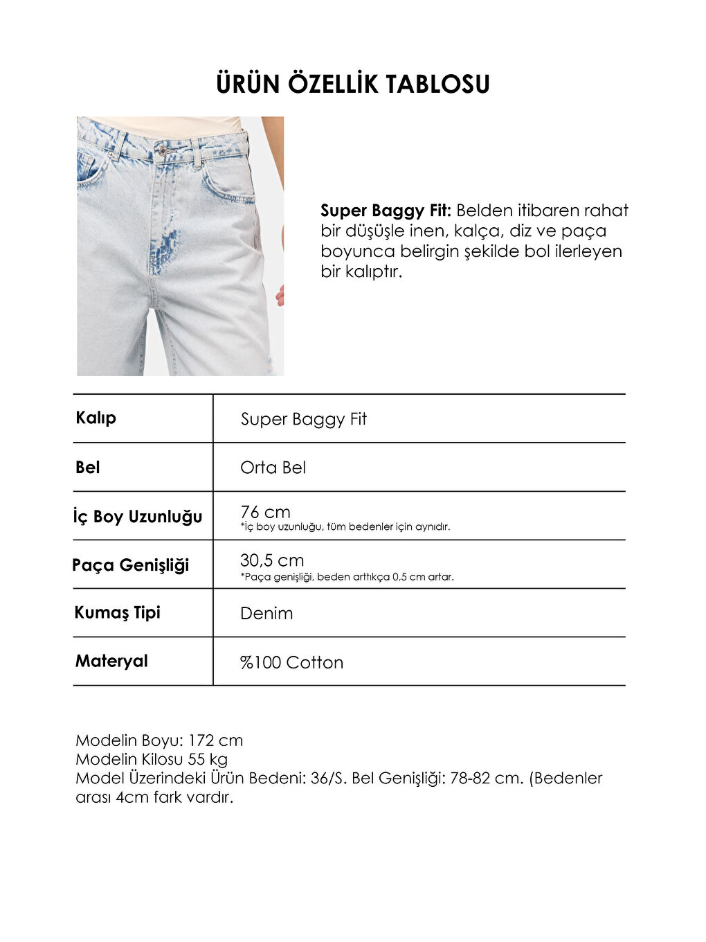 Mavi Kadın Jean Rengi 12s6-100 Süper Baggy Fit Yırtık Detaylı Denim Jean-2