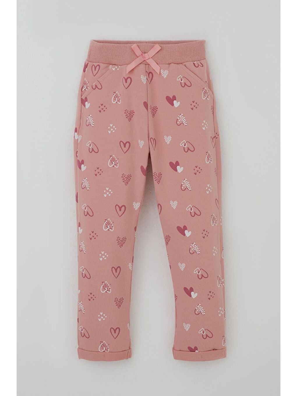 Pembe Kız Bebek Eşofman Takımı Kalp Desenli Gülkurusu (9 Ay-3 Yaş)-2