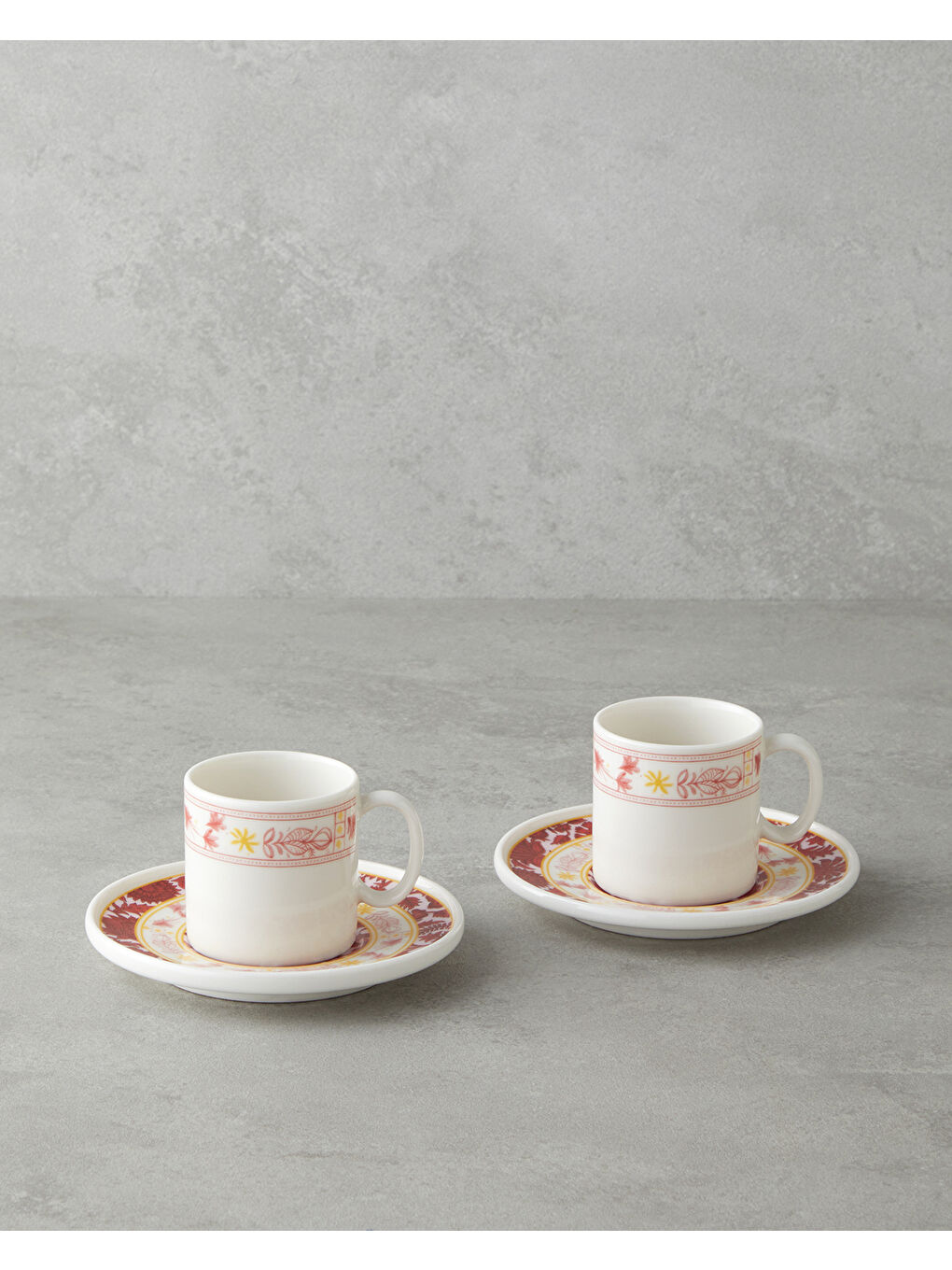 Seris Bone Porselen 4 Parça 2 Kişilik Kahve Fincan Takımı 90 ml Pembe - Sarı