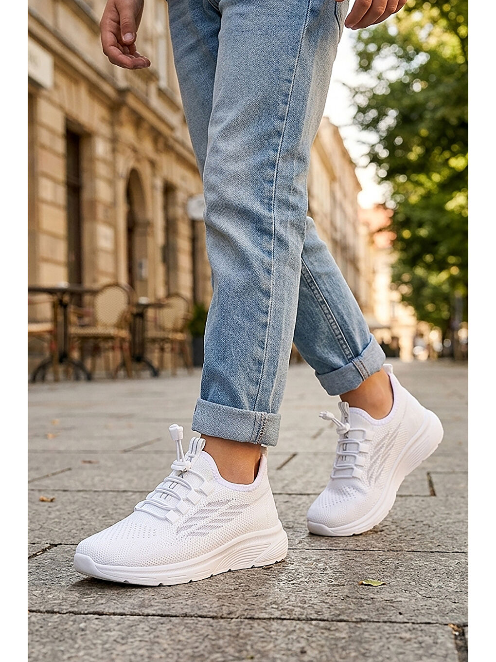 Beyaz Dunca Fileli Faylon Taban Erkek Çocuk Spor Ayakkabı-2