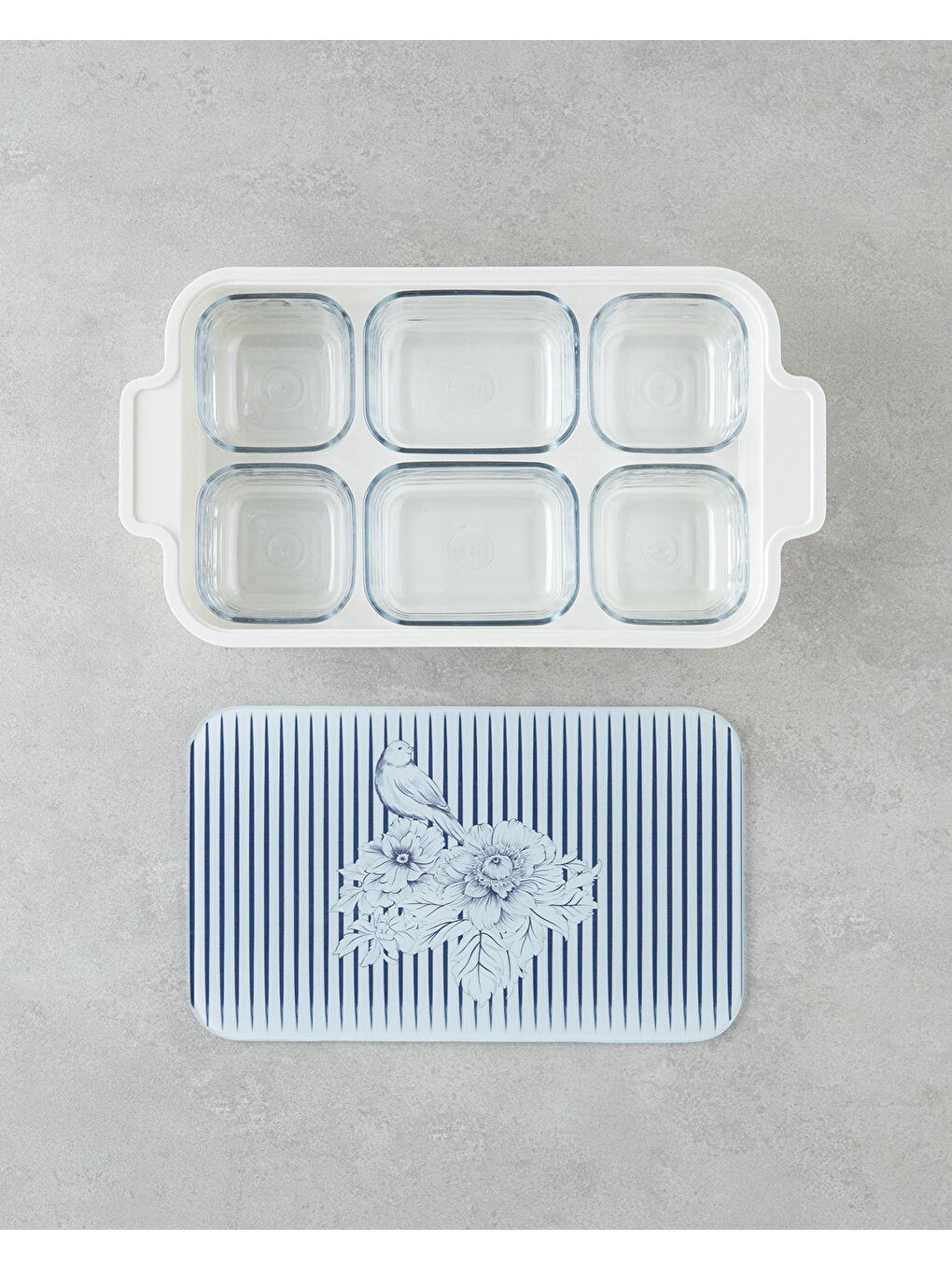 Artistic Garden Melamin 6'lı Kahvaltılık 39x21 cm Beyaz - Lacivert-3