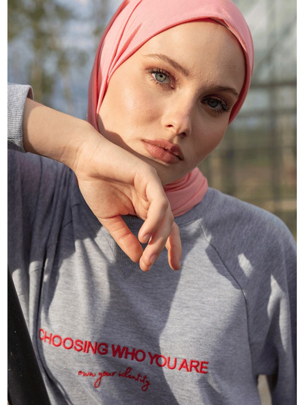 Gri Tesettür Eşofman Üstü- Who You Are-1