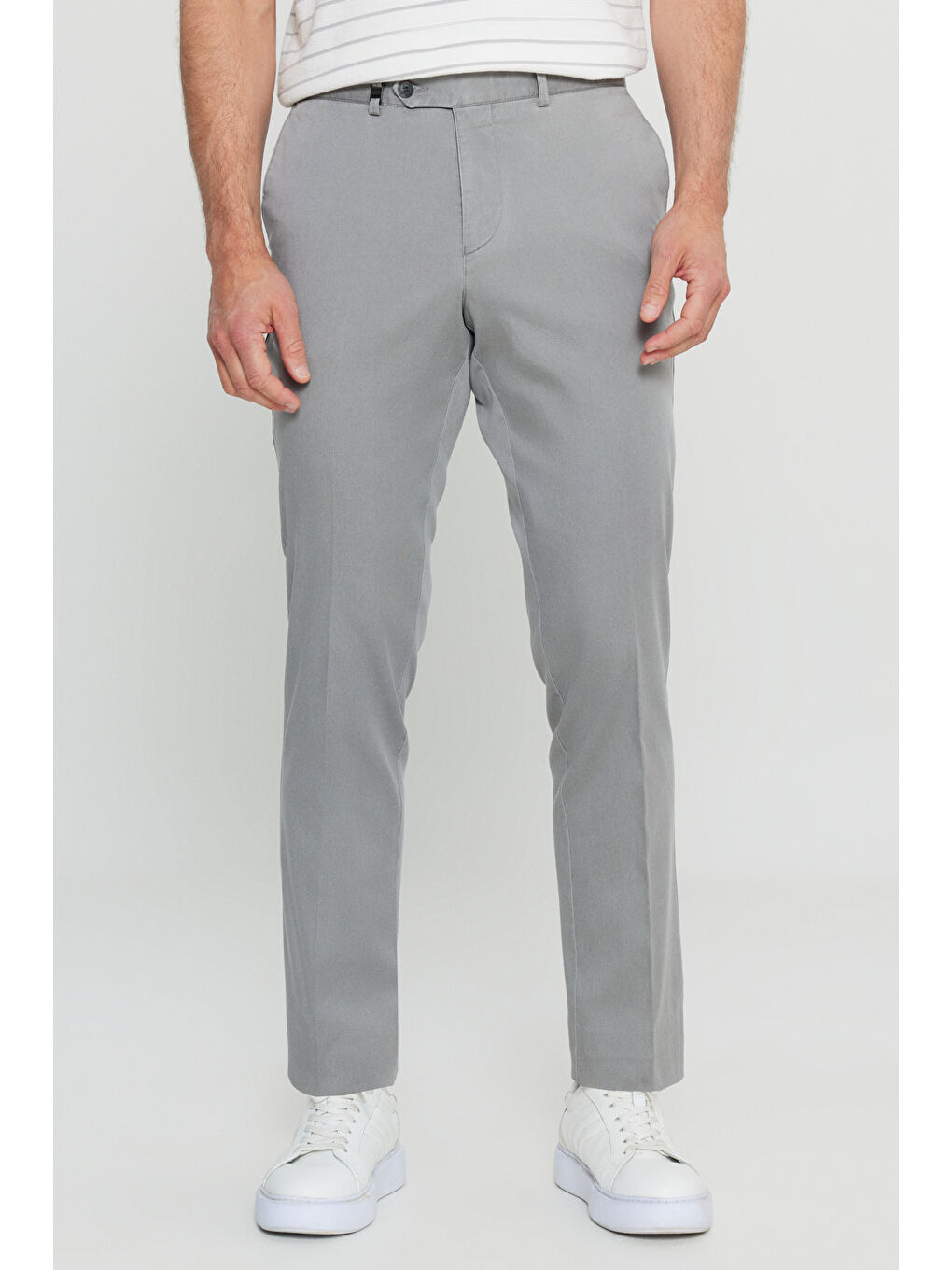 Bej Erkek Taş Pamuklu Slim Fit Dar Kesim Yan Cep Casual Pantolon