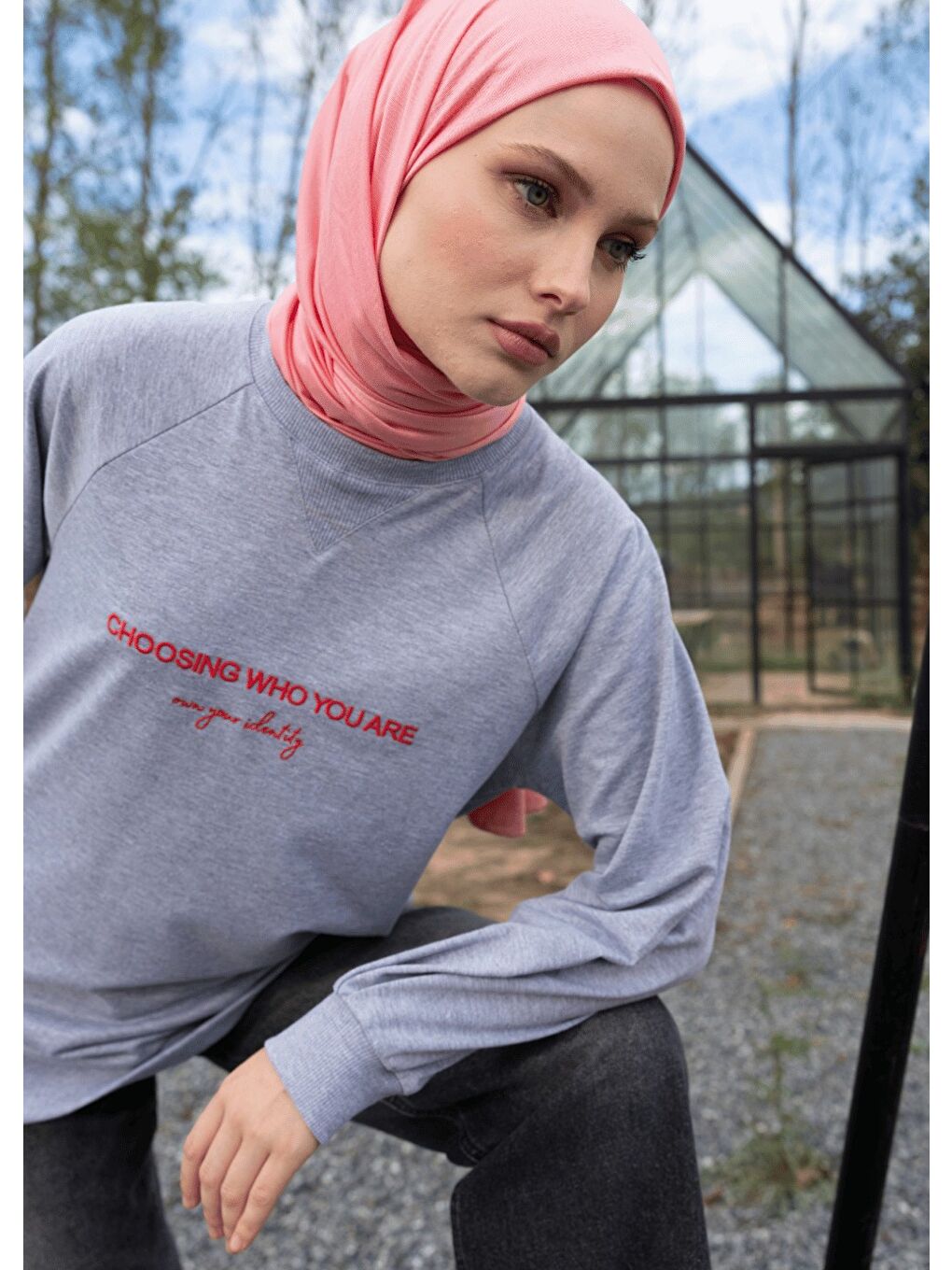 Gri Tesettür Eşofman Üstü- Who You Are-2